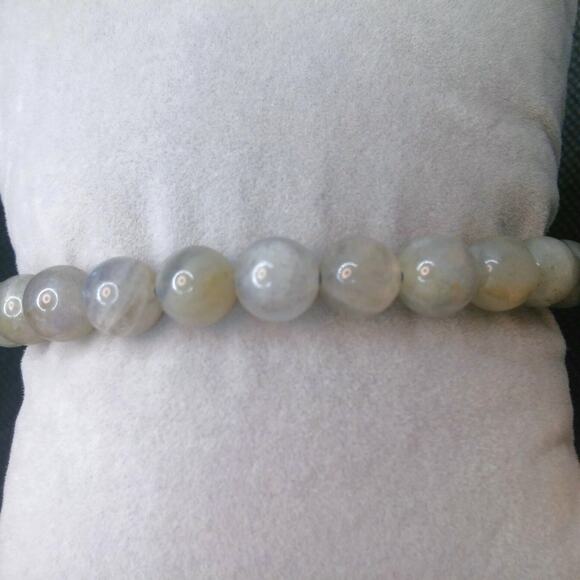 Gemstone Labradorite Bracelet Light Gray 8mm Beaded Handmade Stretch Natural NEW - Picture 9 of 12